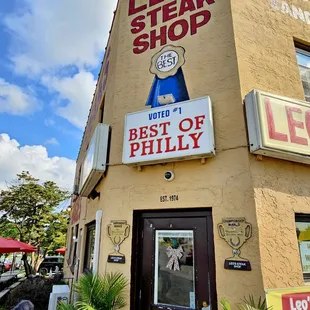 the entrance to the restaurant