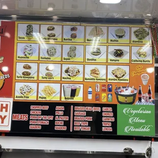 a menu on a food truck