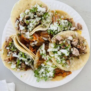 Three suadero tacos and 3 al pastor. Don't judge, this was round .