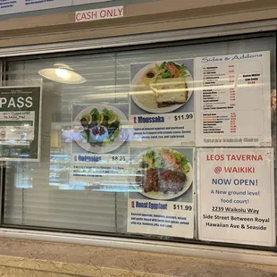 a menu for the restaurant