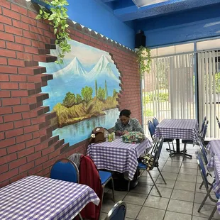 My daughter waiting for our lunch.