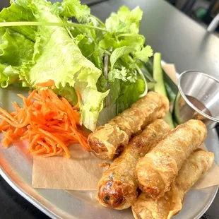 Egg rolls! Tasty &amp; great plating.