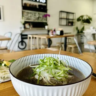Grass-fed Beef; rib-eye pho! Highly recommend!