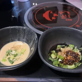 Sauces.   I recommend 1. sesame sauce base 2. chili, garlic, sesame oil, black vinegar, aromatics