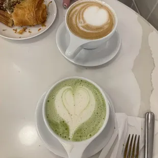 Matcha Latte and another latte (can't remember what my friend ordered)