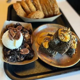 Cornbread, onion rings and German chocolate cake