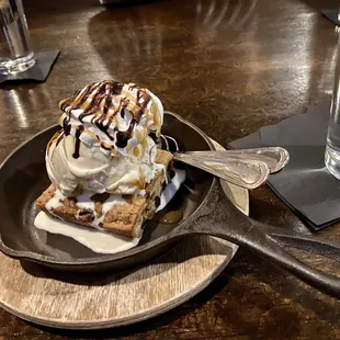 Cookie Ice Cream sundae. Looked delicious, but parts of cookie were hard as a rock!