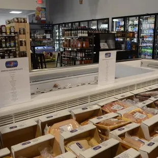 a display of meats in a grocery store