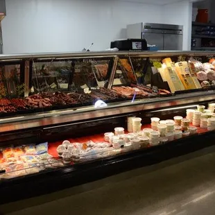 a display of meats and cheeses
