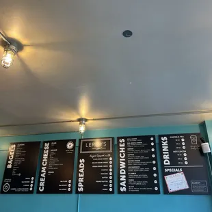 menus on the wall