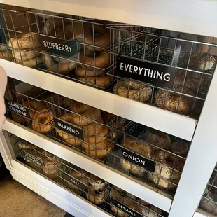 a display of bagels