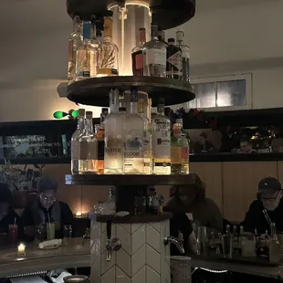 Cool liquor display at bar