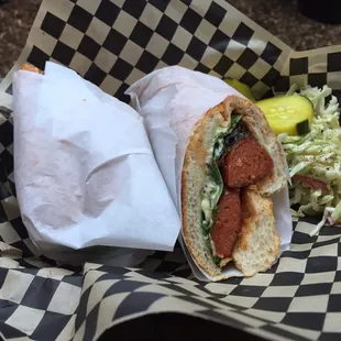 Red hot sausage sandwich