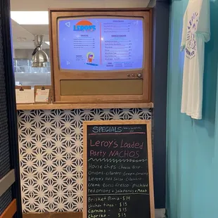 a menu on a chalk board