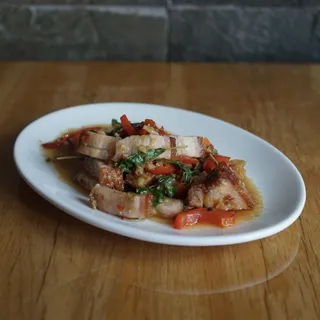 Crispy Pork Belly with Basil