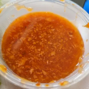 The nem nuong cuon sauce.  Tasted like shrimp based