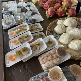 a variety of food on a table