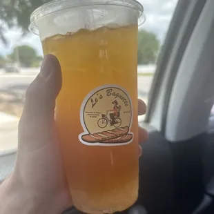 Peach tea w/ lychee boba