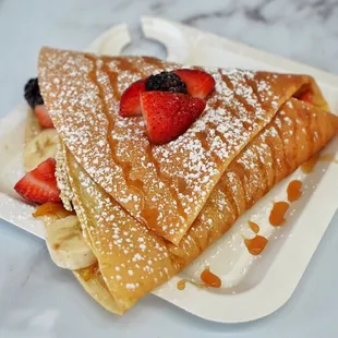 strawberries and powdered sugar