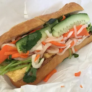 Veggie Combo banh mi (tofu + veggie "ham"). Delicious!