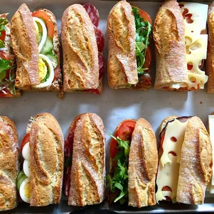Sandwiches on fresh-baked French baguette