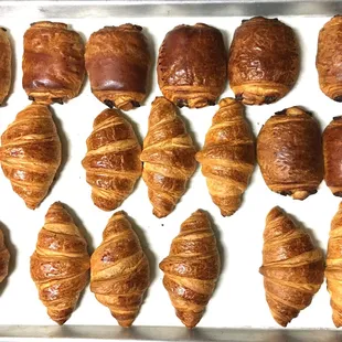 Fresh-baked croissants and pain au chocolat