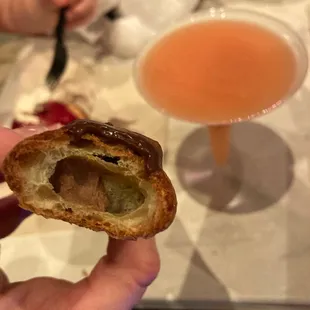 Inside of the chocolate eclair - perfect chocolate mousse!