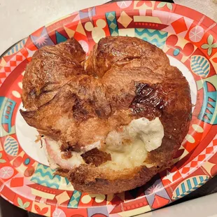 Ham and cheese on croissant