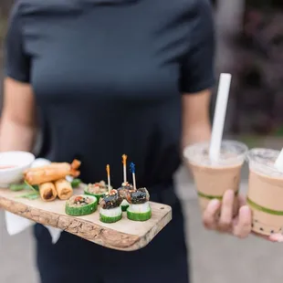 Cocktail hour appetizers and boba