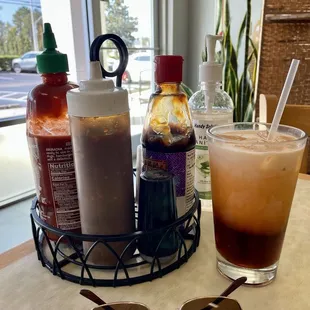Yummy Thai tea and LOVE that they have hand sanitizer at each table.  TYVM!