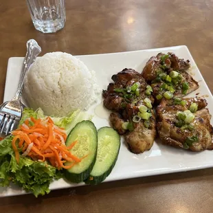 Grilled chicken rice plate