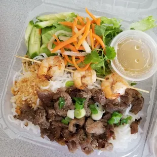 Pork and shrimp vermicelli noodle bowl takeout