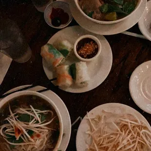 a variety of asian food