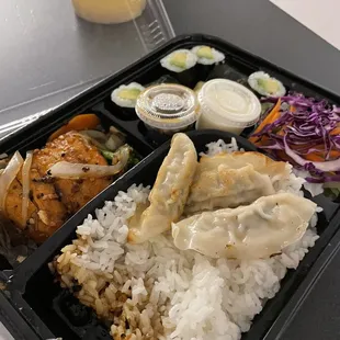 Bento box with avocado roll instead of California roll