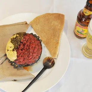 Dengessa Kitfo, the traditional and most delicious kitfo served at our restaurant