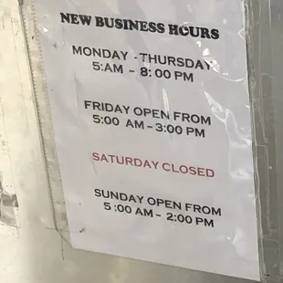 New business hrs 09/2019
