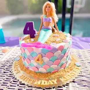 4th birthday Barbie mermaid cake