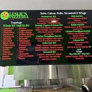 Pizza Menu