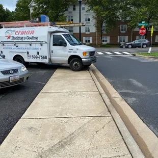a van parked on the side of the road