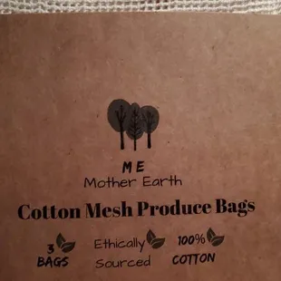 Front side of Cotton Mesh Produce Bags.