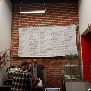 the menu on the wall