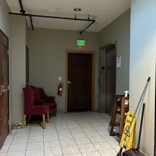 Elevator from the first floor opens up here (second floor)