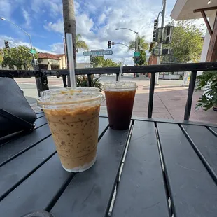 Iced americano and iced Vietnamese coffee
