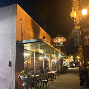 outside of restaurant at night