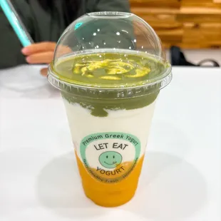 Mango matcha yogurt drink