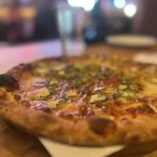 a pizza on a table