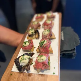 a platter of appetizers