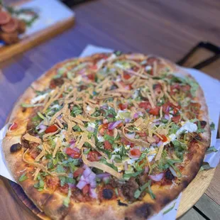 a pizza with toppings