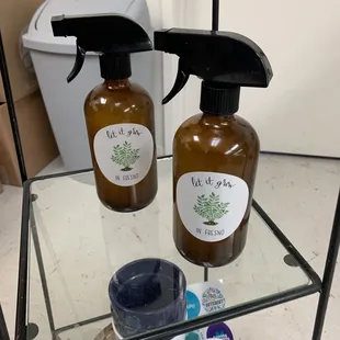 Neem oil blend. Simply spray on your plants to keep pests at bay. Reusable bottle