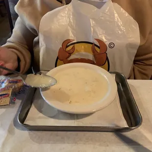 Clam chowder was so tasty